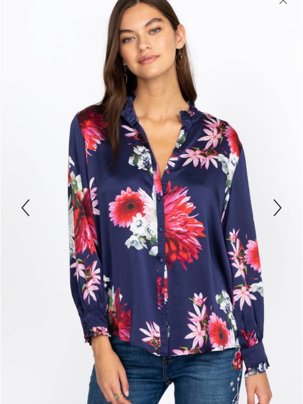 Johnny Was Aster Ruffle Collar Blouse